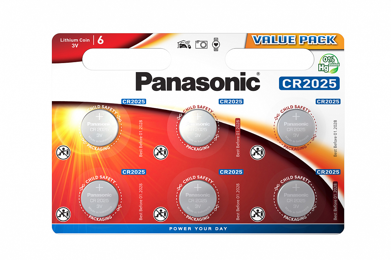 Элемент питания Panasonic Lithium CR2025 6BP