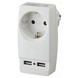Адаптер ЭРА SP-1е-USB-W (белый) с заземл., 1гн, 220V+2*USB 2100mA "Polynom"